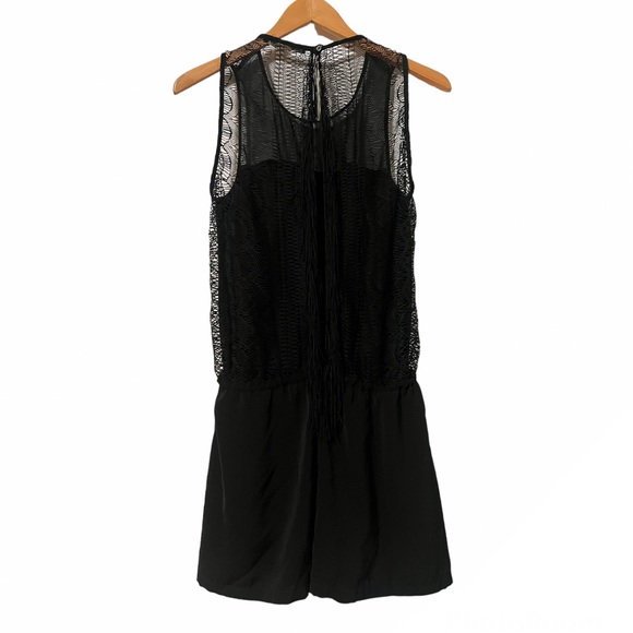 Zara Black Fringed Lace Back Romper - Picture 9 of 15